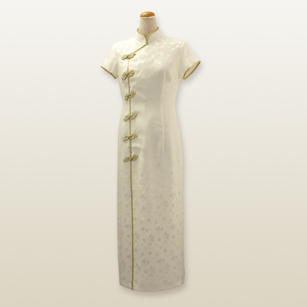 上海チャイナドレス XLサイズ 13号 オフホワイト