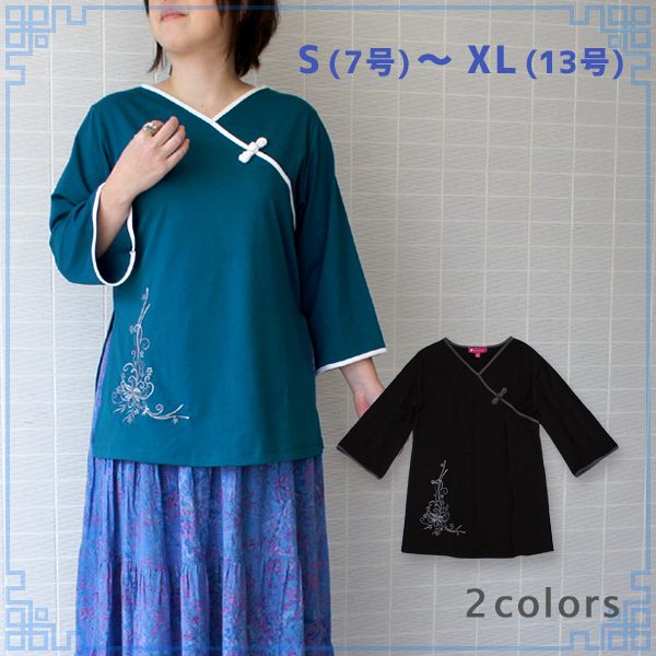 カシュクール風 花刺繍Ｔシャツ